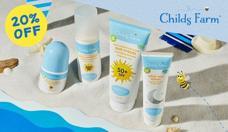 Childs Farm suncream in the sand