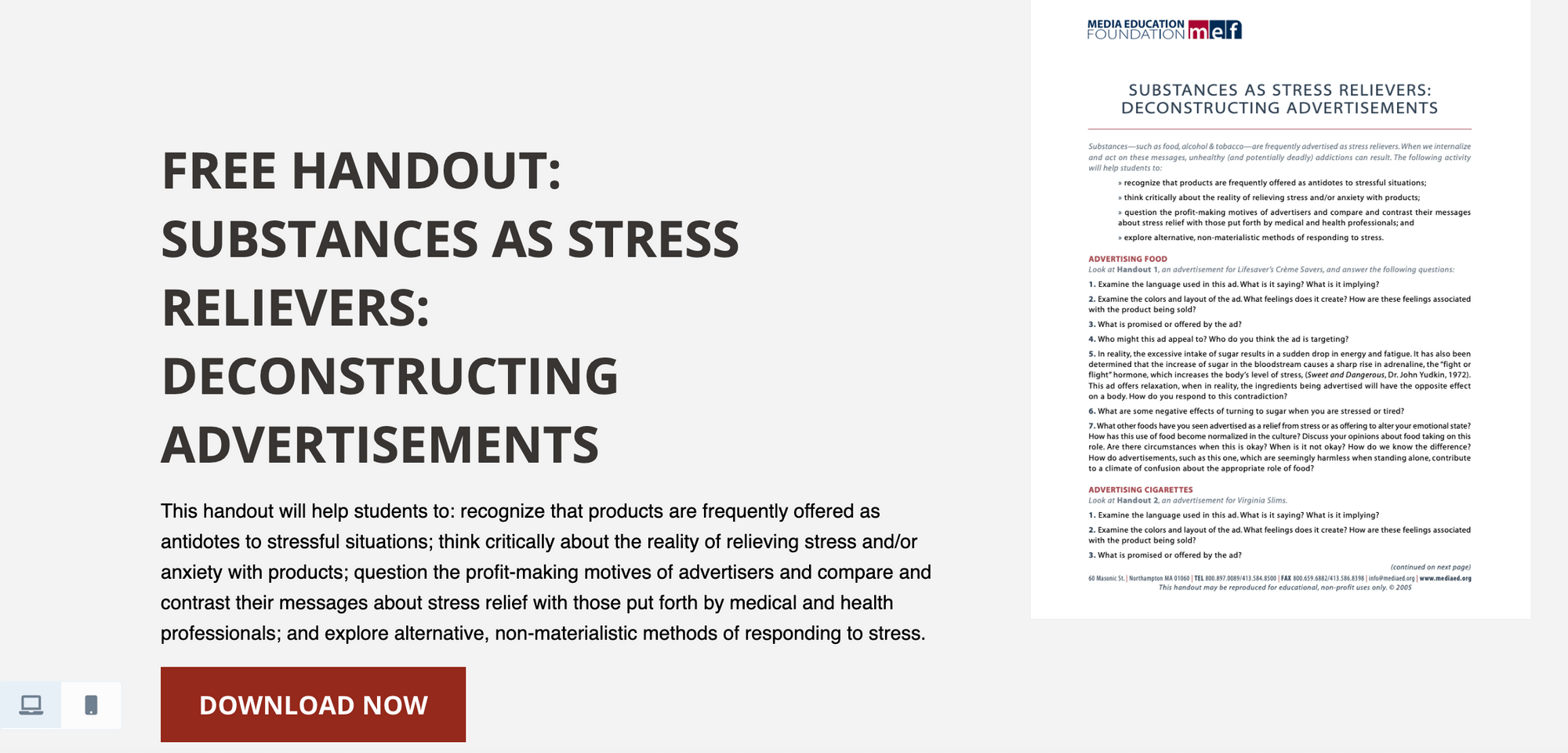 Free Handout Substances as Stress Relievers Deconstructing Advertisements